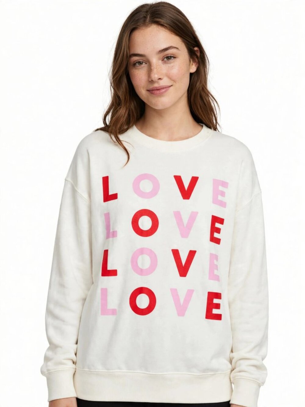 BIBI Off White LOVE Graphic Lightweight Long Sleeve Top  NWT VARIOUS SIZES AVAL